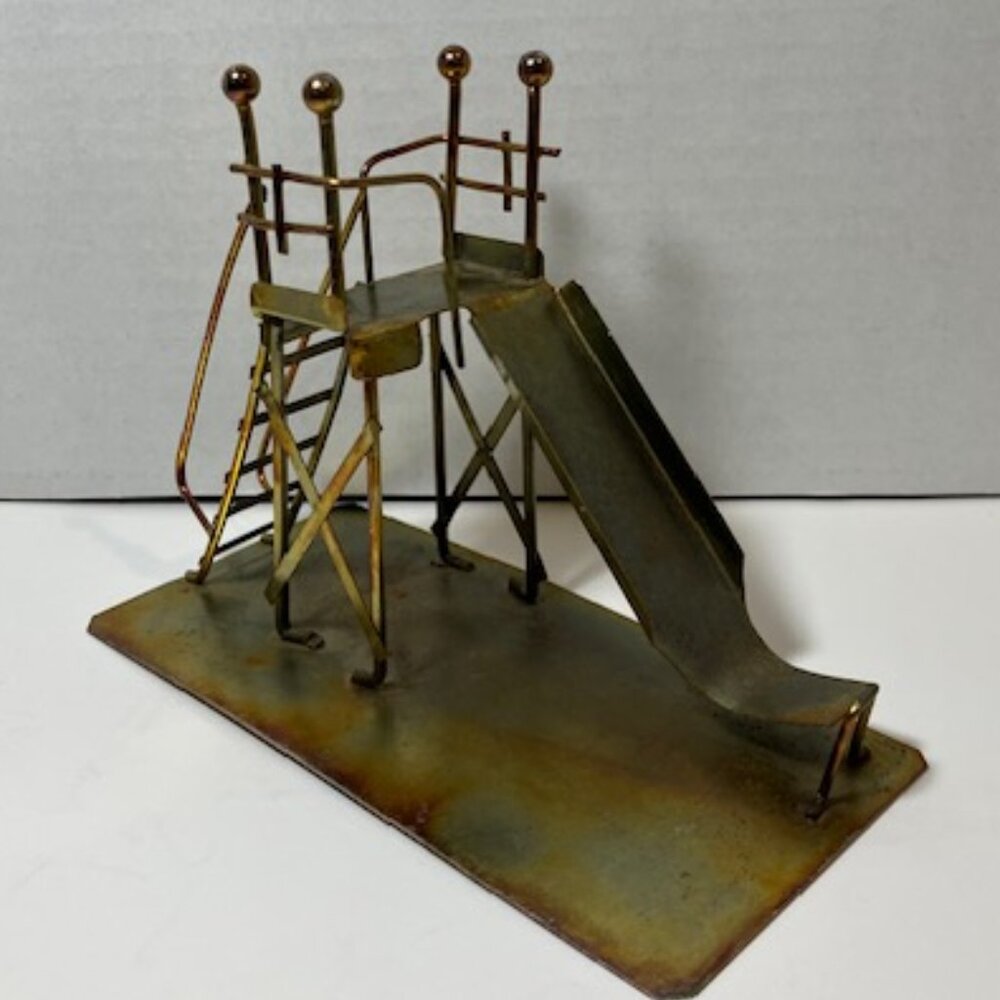 RARE 4 Piece Handcrafted Brass Playground Set Made for Six Flags Vintage - Picture 4 of 9